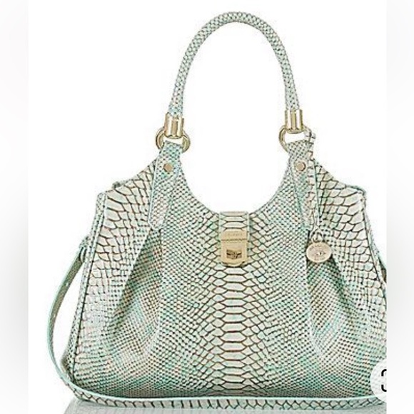 BRAHMIN Elise Opal green Seville collection croc embossed leather bag - Picture 1 of 15